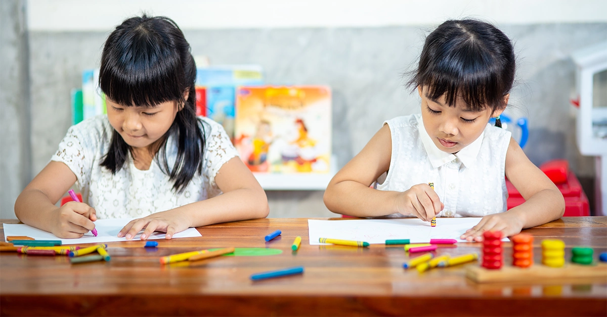 Students in a drawing class in one of the top nurseries in JBR 