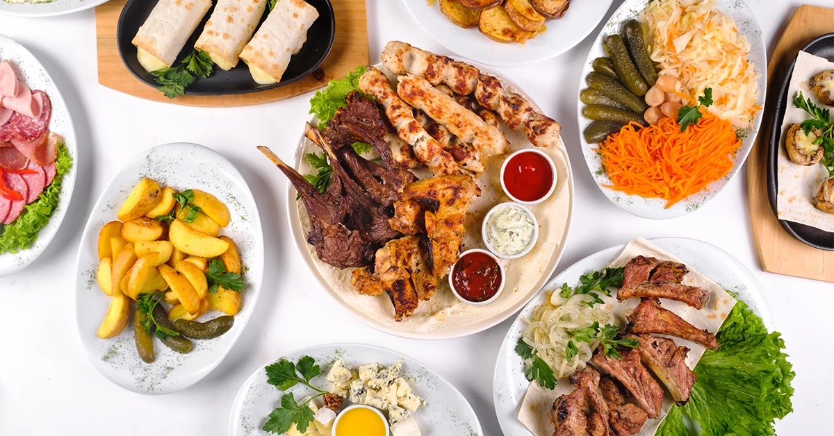 A Variety of Dishes Served on a Table