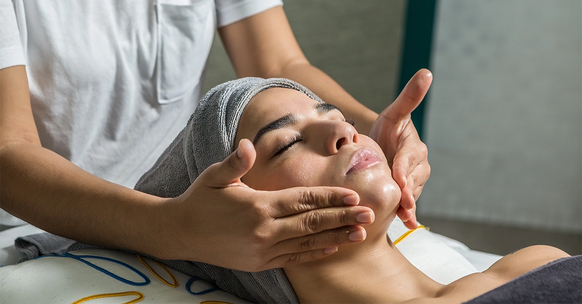 Woman Enjoying Facial Massage