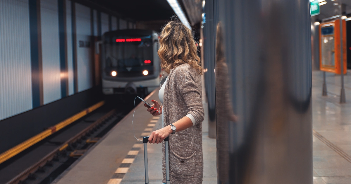 A woman waiting for the metro