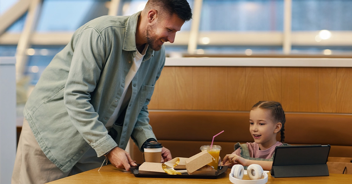 A family having lunch at Marrybrown 