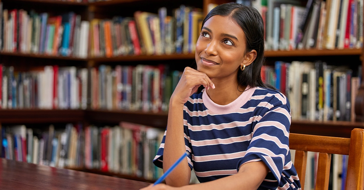 Indian Girl in a school library