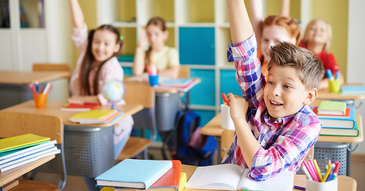 Kids studying in a classroom