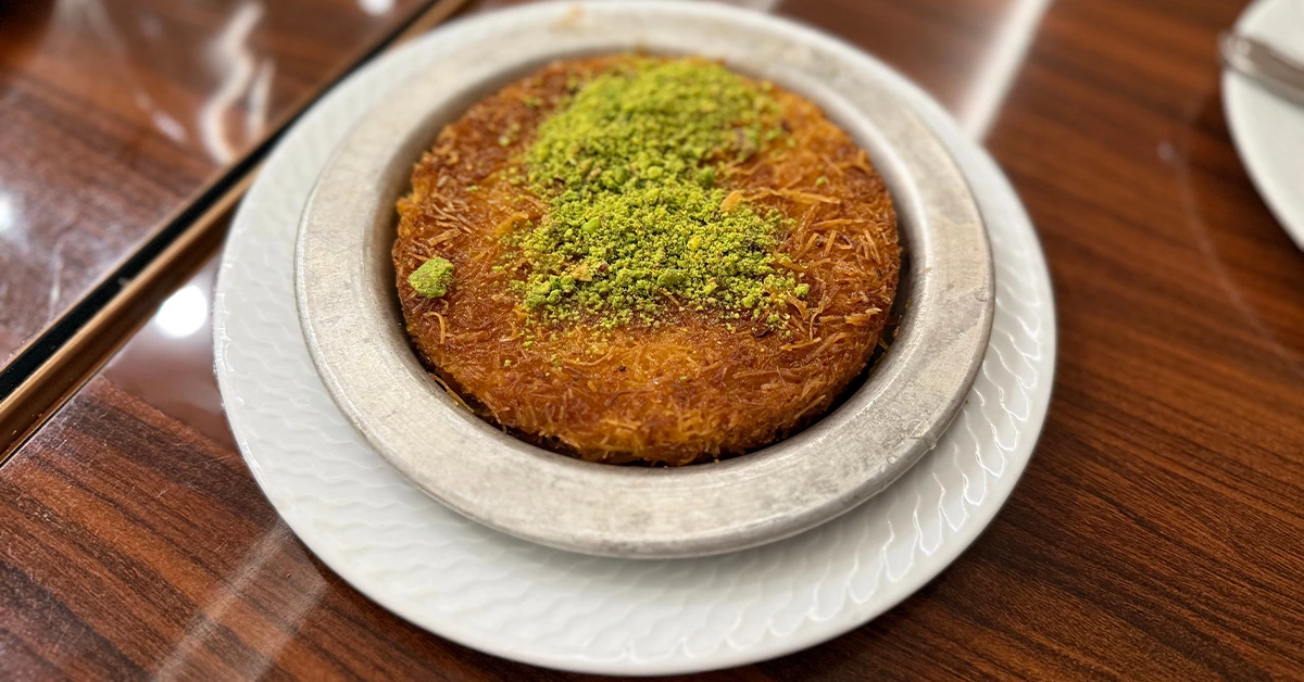 Kunafa with Pistachio served at Al Jimi Mall restaurants