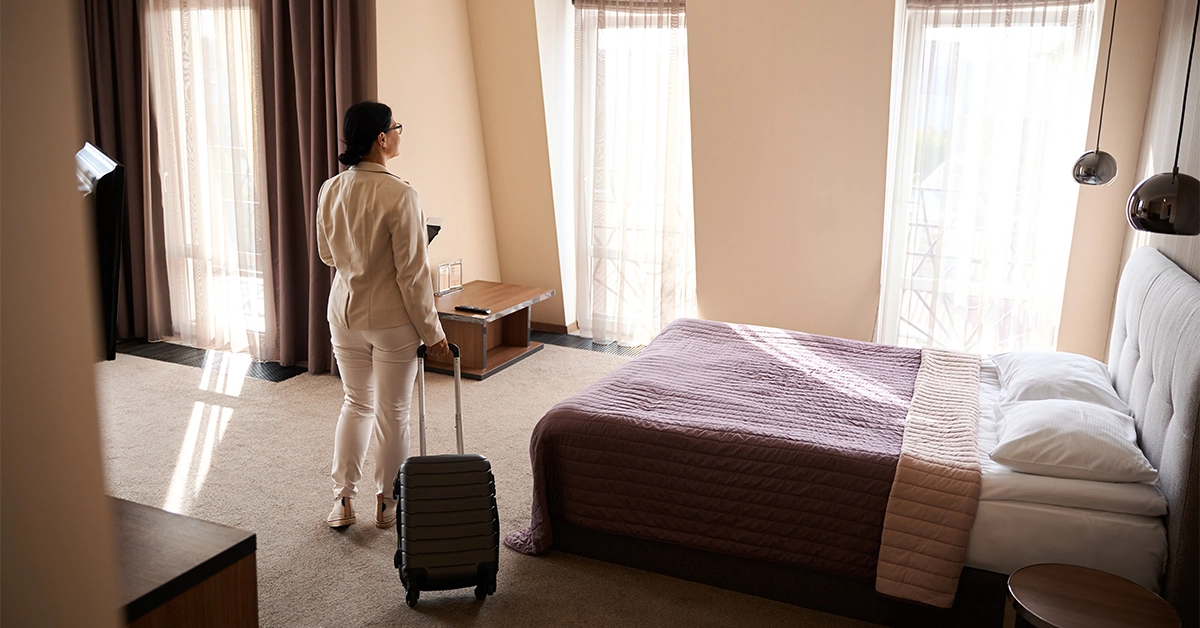 A woman traveller staying in one of the Dubai Investment Park hotels 