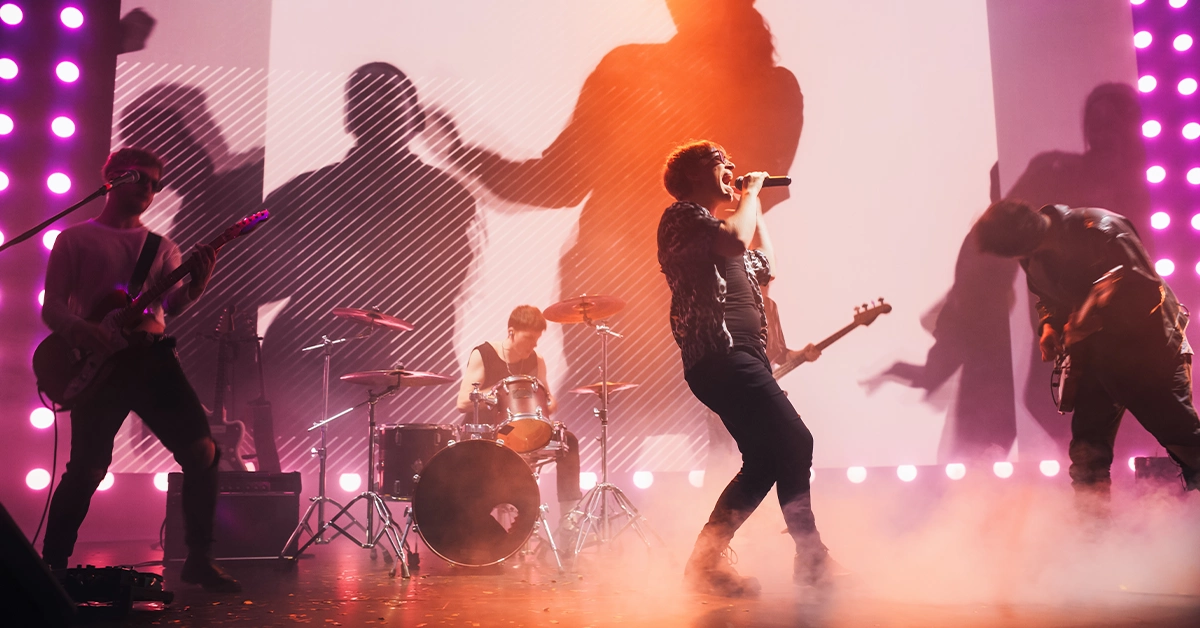 A band performing live on stage 