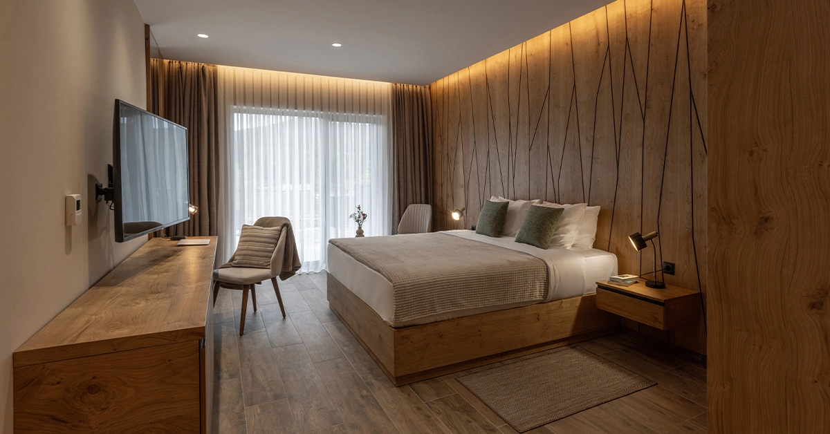 Elegant interiors of a hotel room 