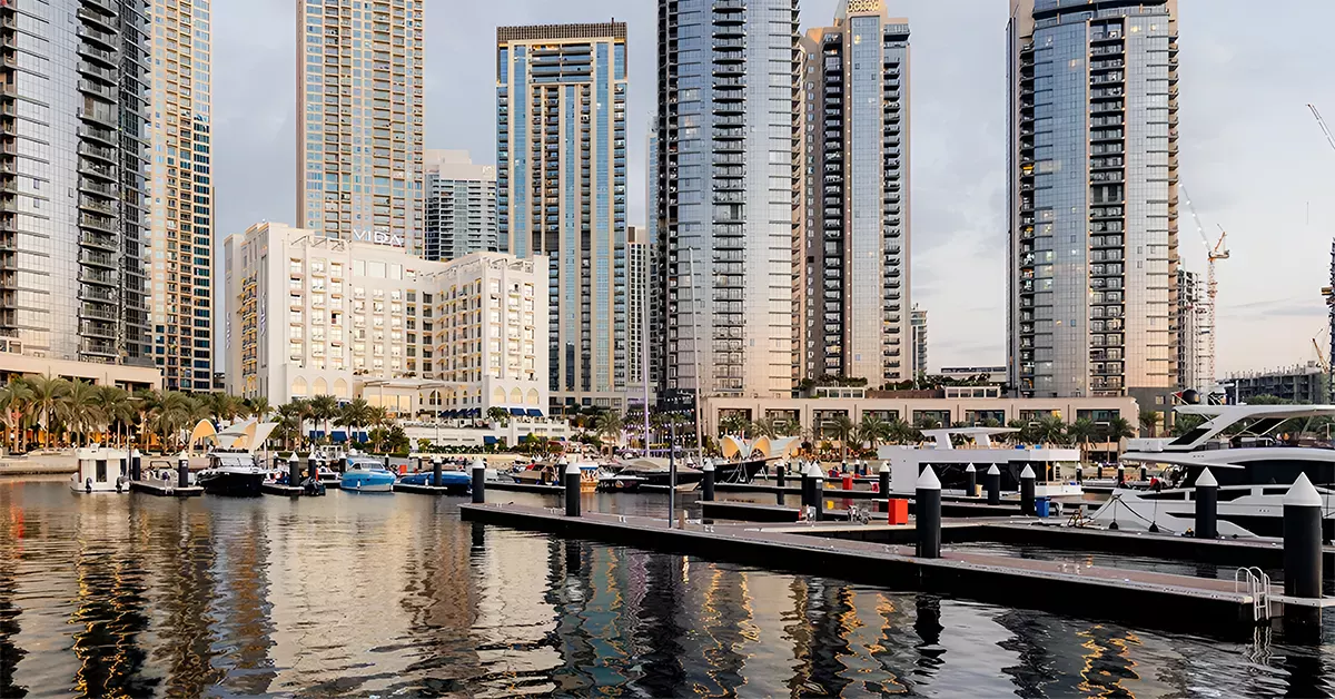 Towering skyscrapers in Dubai Creek Harbour