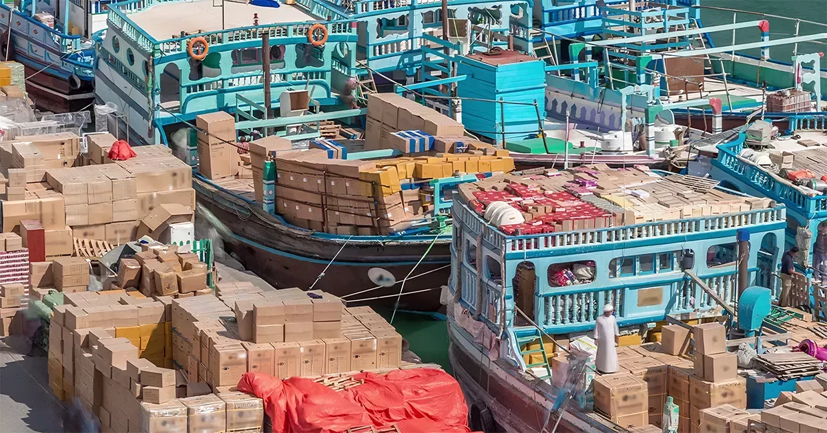 Ships getting loaded at Dhow Wharfage