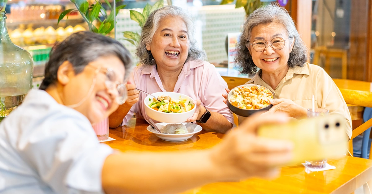 Seniors Enjoying Food at Wasl 51 Restaurants 