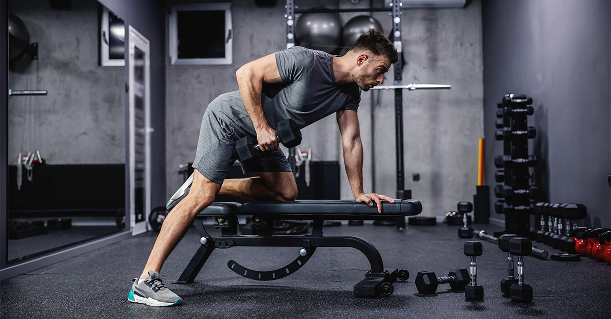 A man working out in a gym