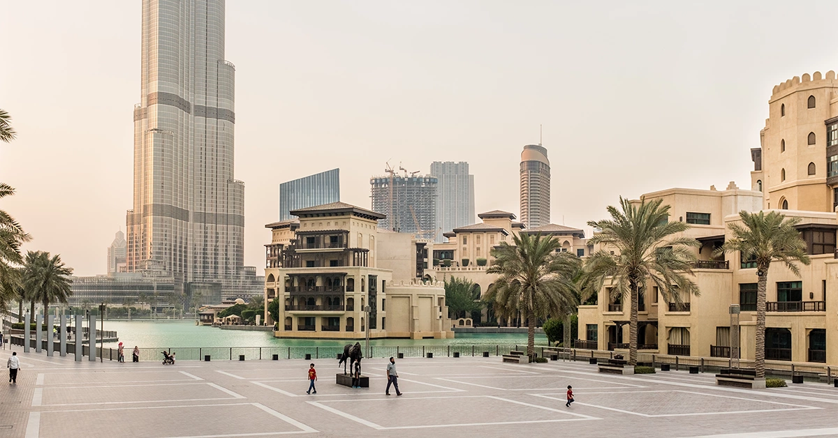 Burj Plaza by Emaar in the UAE is a lively open-air promenade