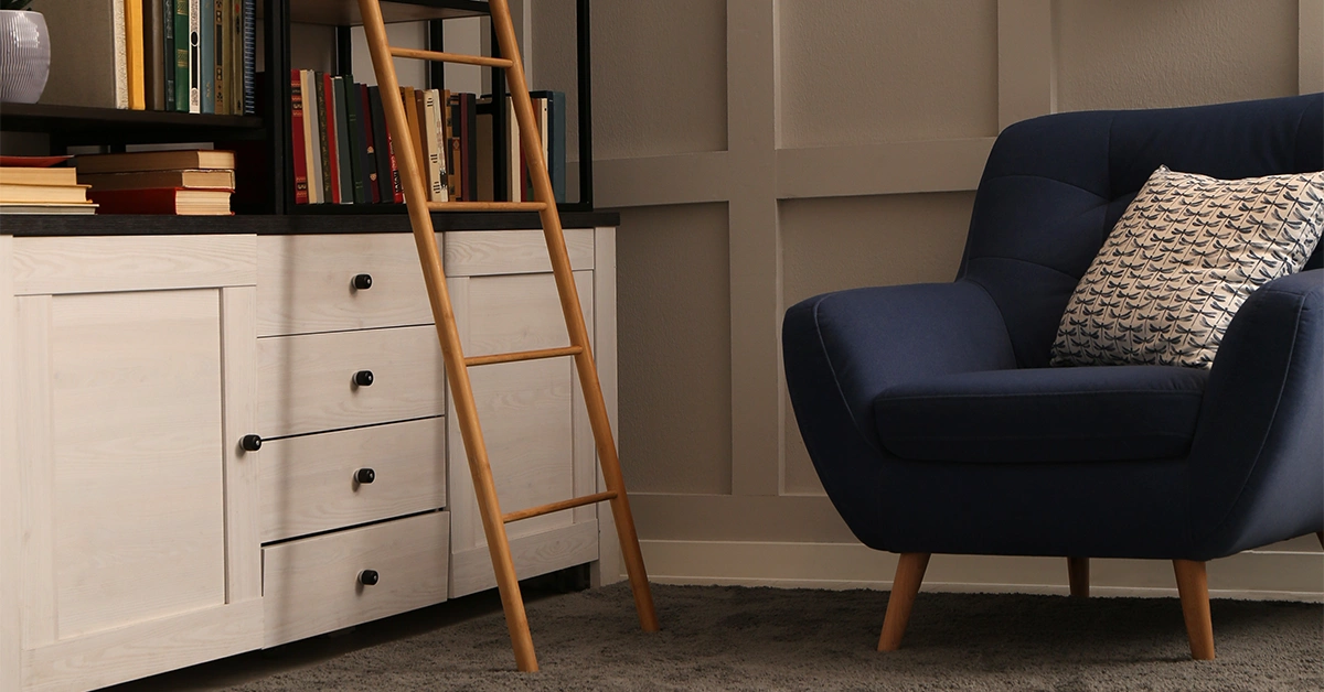 Home library design ideas with ladders