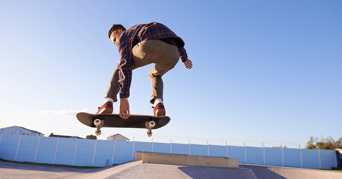 A boy practising skateboarding at X Dubai Skate Park