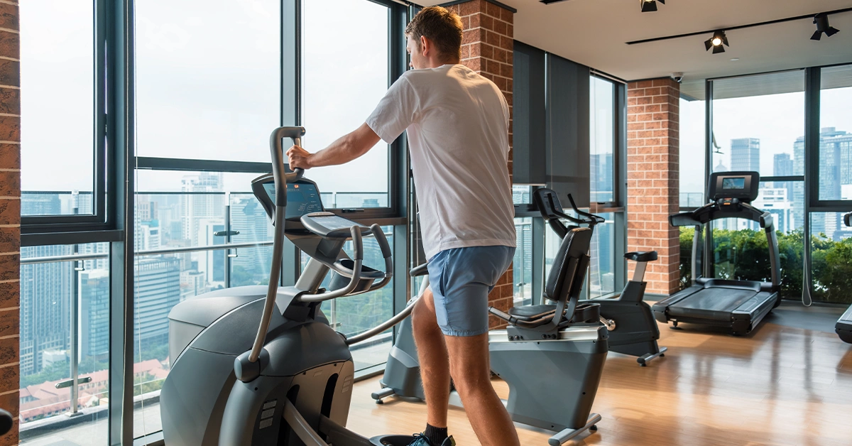 A man working out in a gym