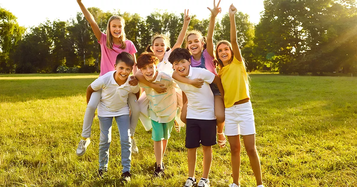Kids having fun together at summer camp arranged by Gladiators Academy Centre