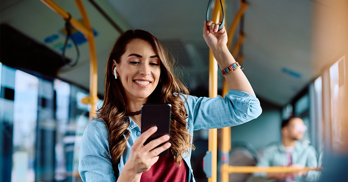 A tourist enjoying a Yas Express ride