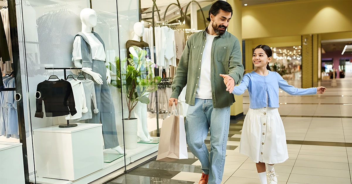 Father and Daughter Went Shopping