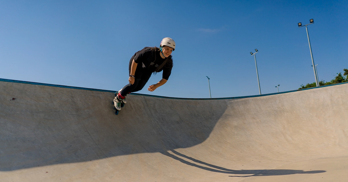 A boy skateboarding at X Skate Park Dubai