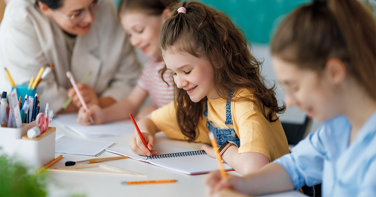 Kids having a fun time in school