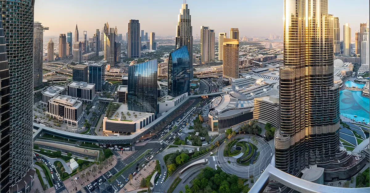 Panoramic view of Burj Khalifa from Burj Plaza by Emaar