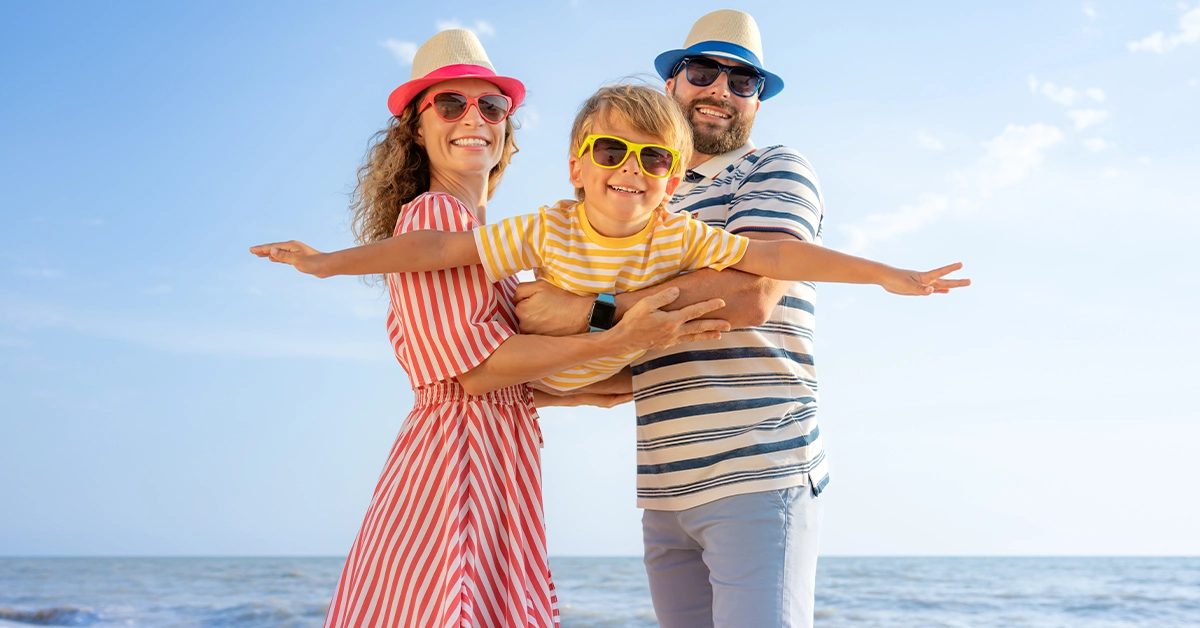 A family having fun on a beach