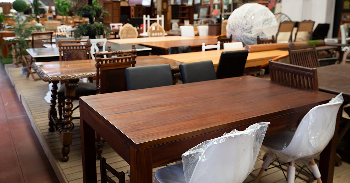 A variety of furniture in a store