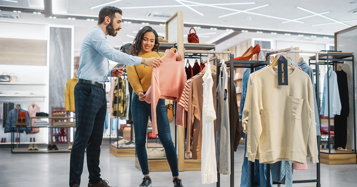 customer choosing casual wear dresses 