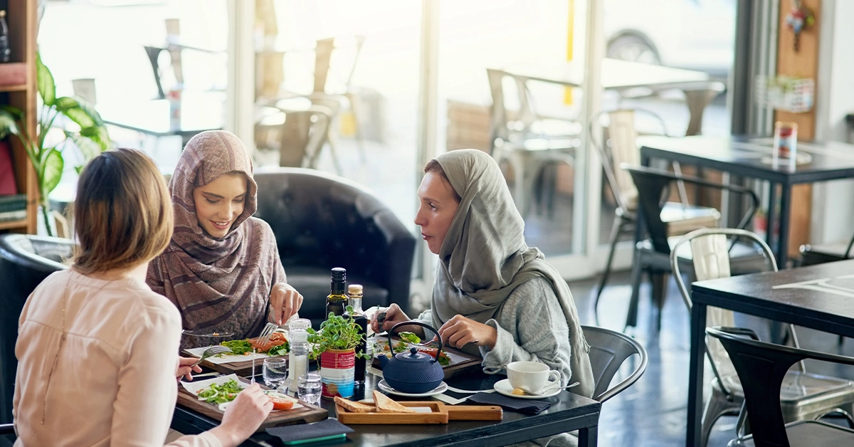 Women catching up at an Iranian restaurant in Sharjah
