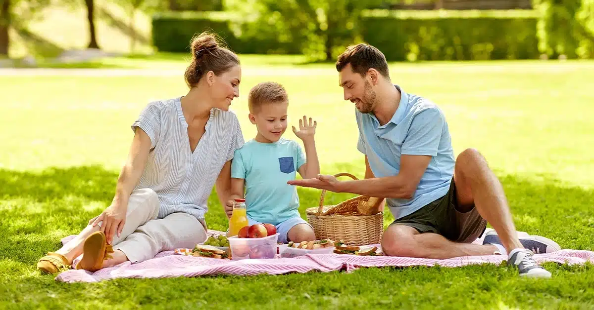 A family enjoying a picnic