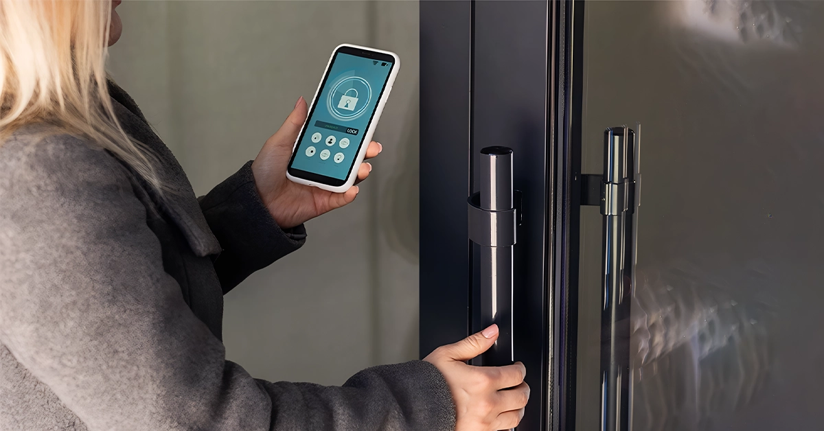 using a mobile application to open a smart home Dubai lock