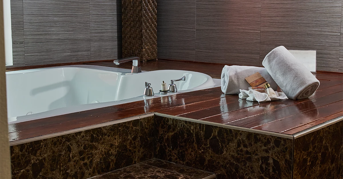 A comfortable jacuzzi inside a spa 