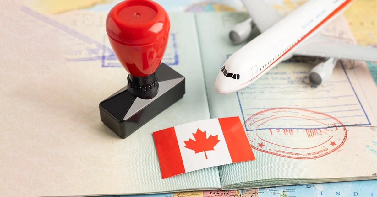 A Canadian visa stamp on a passport permits holders to enter Canada 