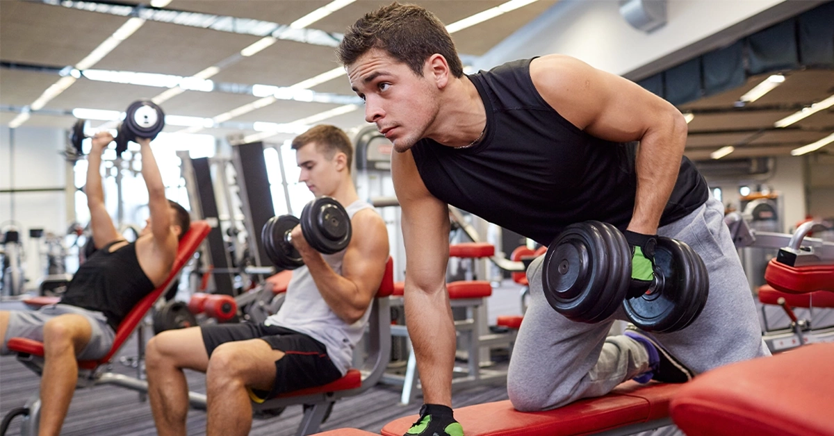 Fitness enthusiasts attending group classes