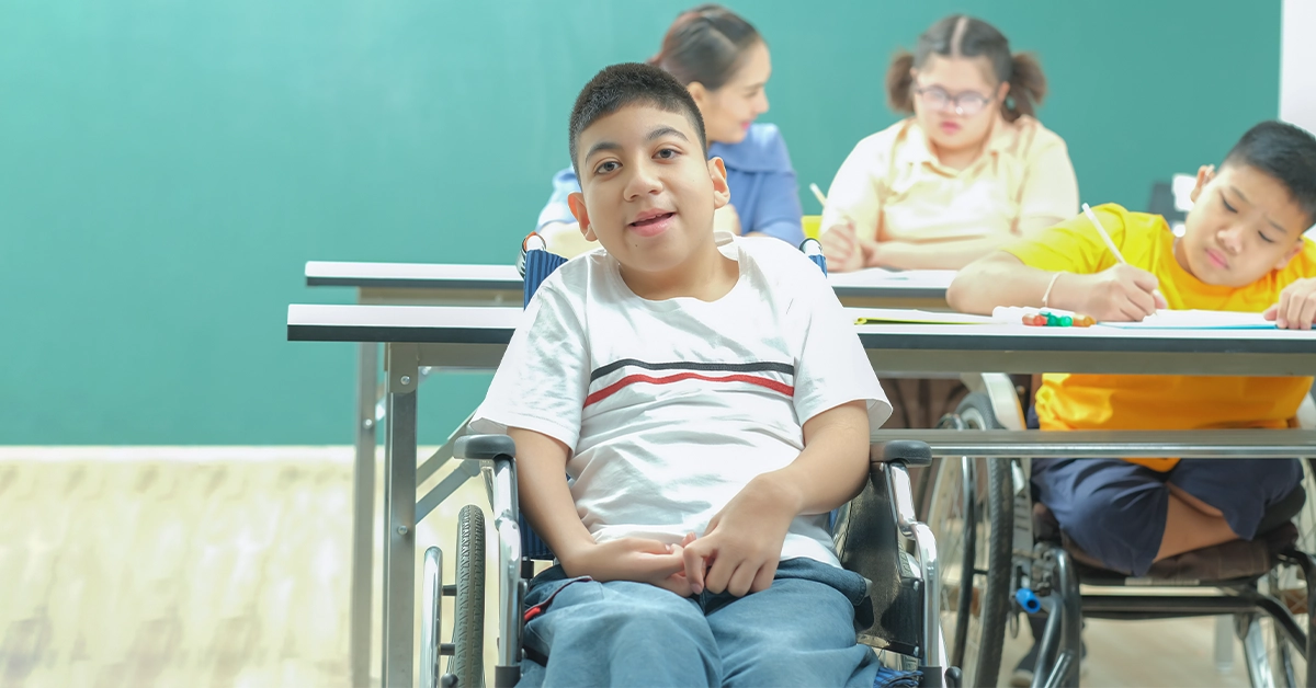 An autistic child studying at one of the top special needs schools in Dubai