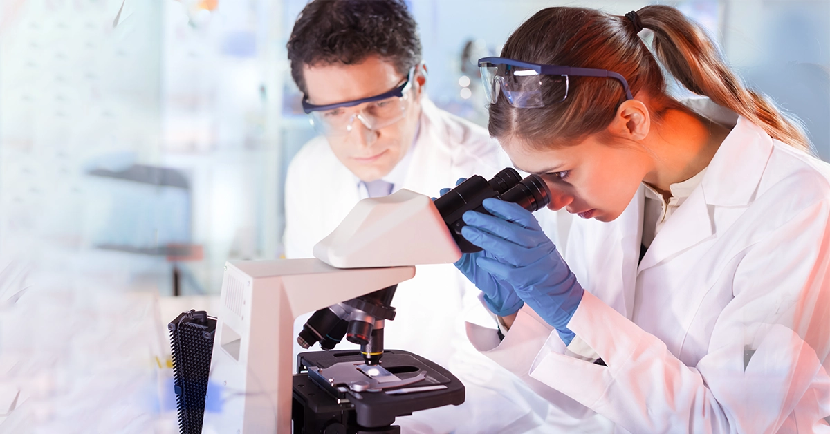Students researching in a laboratory at the RAK Medical and Health Sciences University 
