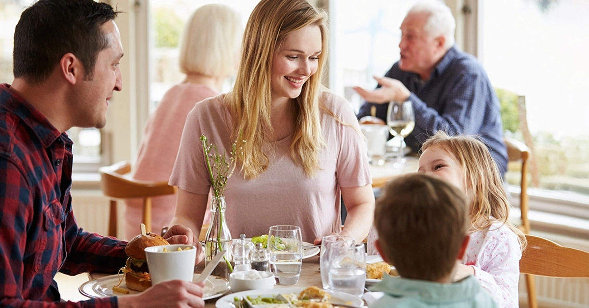 Family enjoying breakfast at Urban Al Khoory Hotels Al Quoz