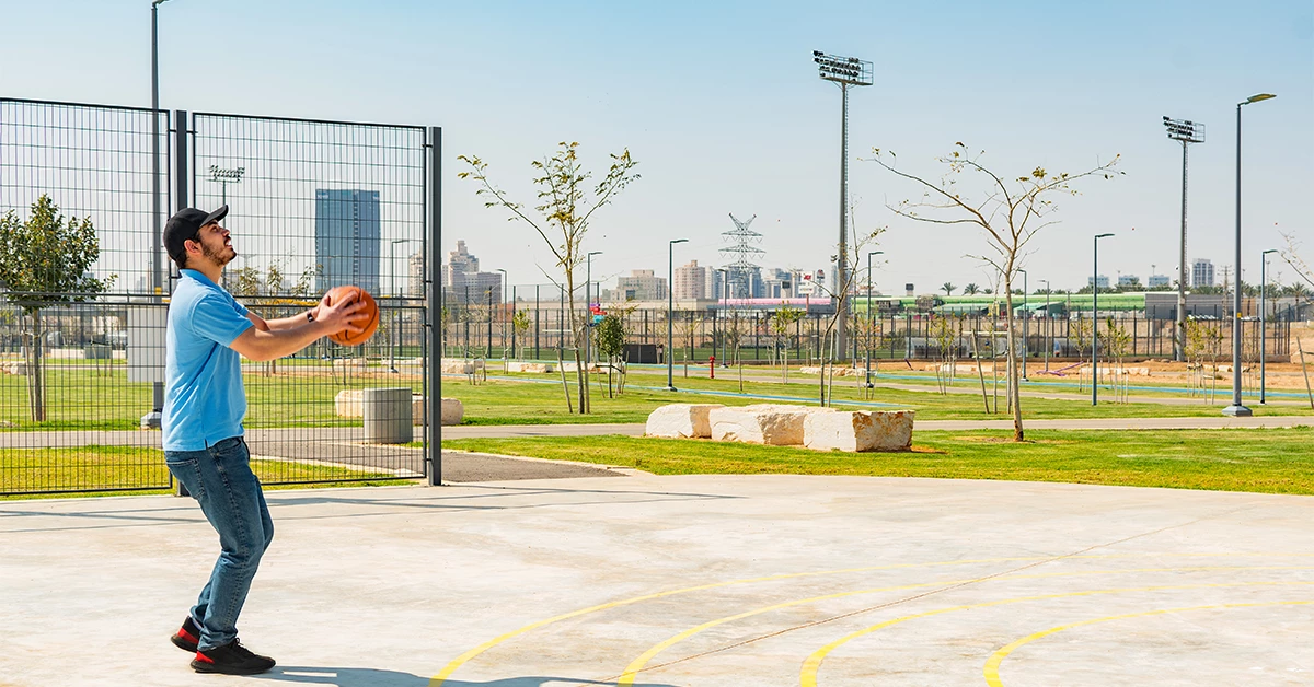 Man in Basketball Court