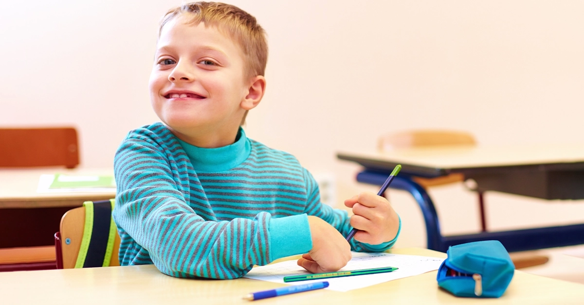 A child with special needs learning to write
