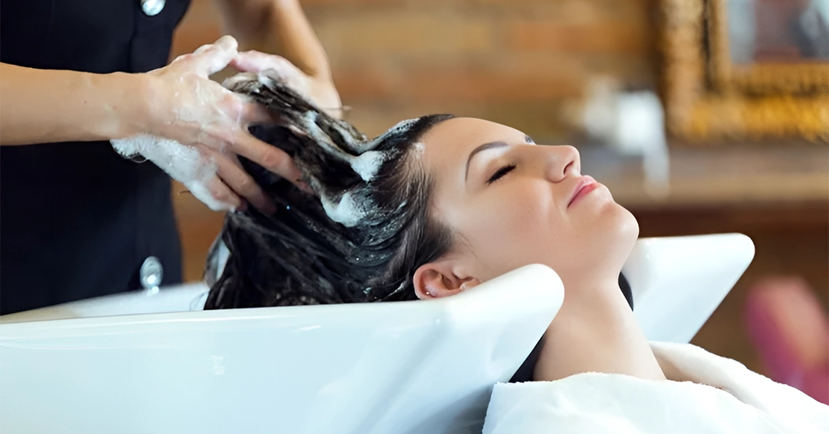 A woman getting a hair treatment at Sasha Beauty Salon Jumeirah