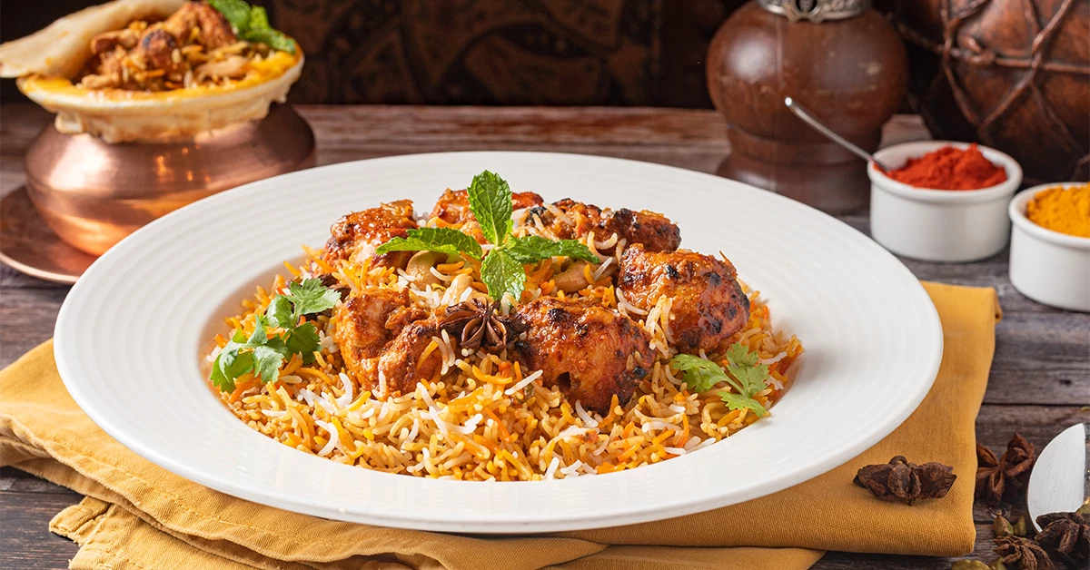 Chicken biryani served at one of the Indian restaurants in Dubai Marina