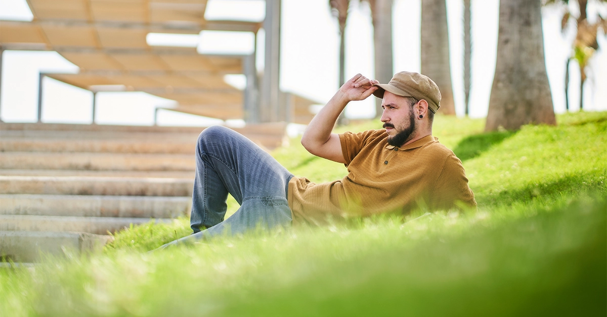 A man relaxing in Dibba Al Hisn Public Park
