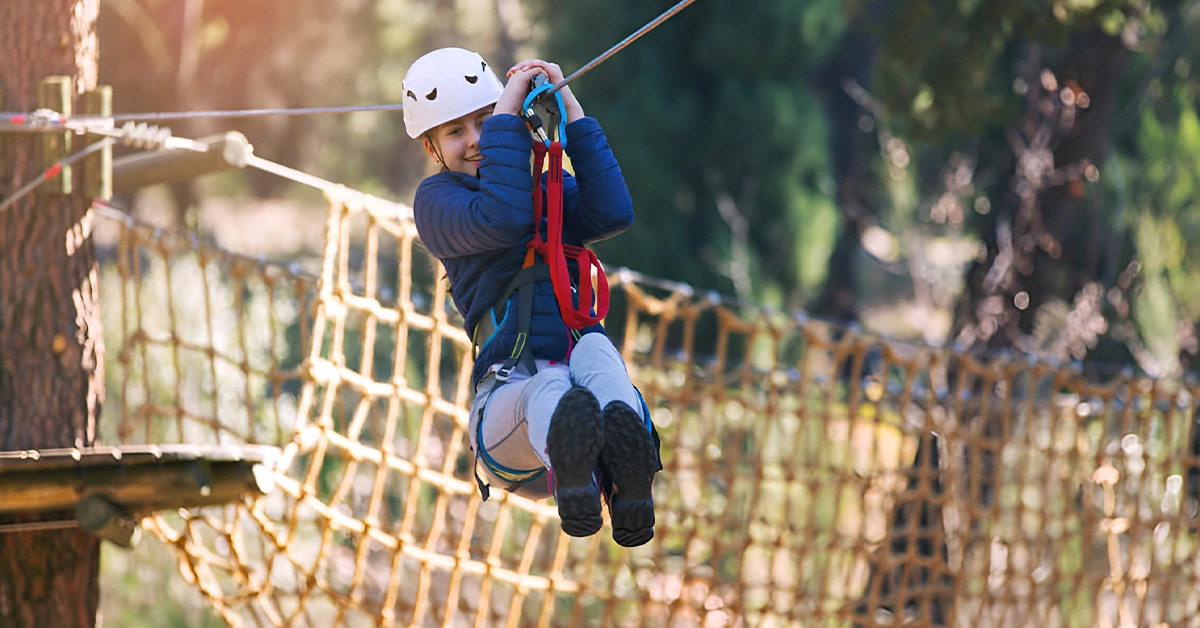 Girl Enjoying Zipline