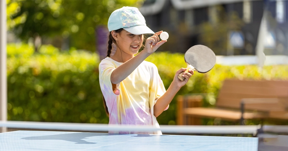 Girl playing table tennis