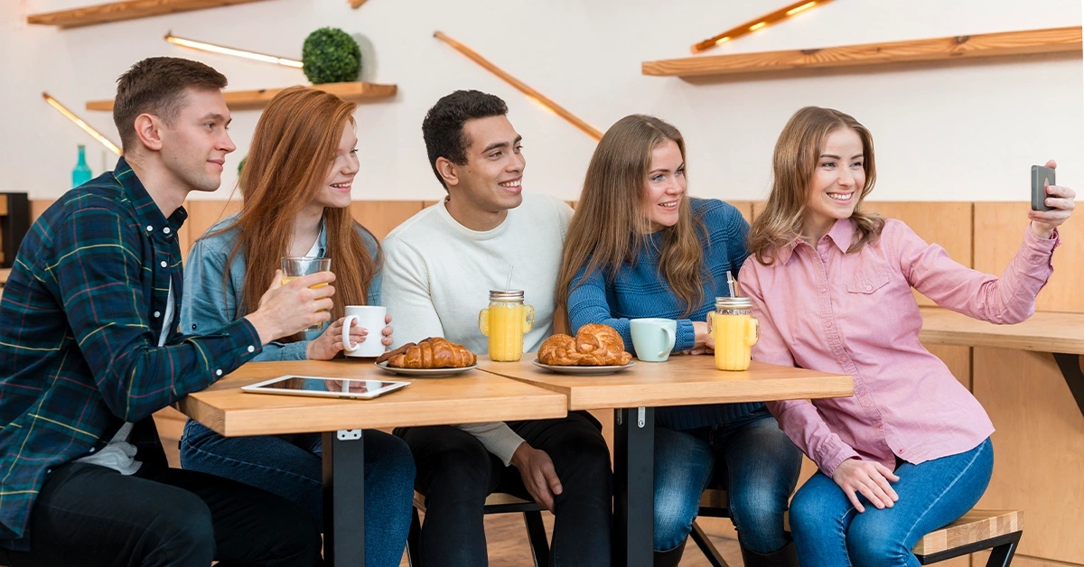 Friends having conversations over coffee
