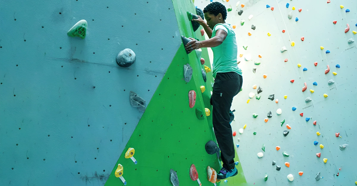 Indoor climbing wall at CLYMB