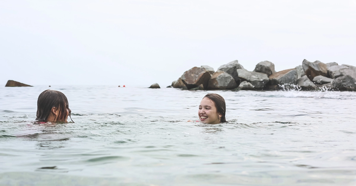 Girls swimming at Jazirat Badiyah