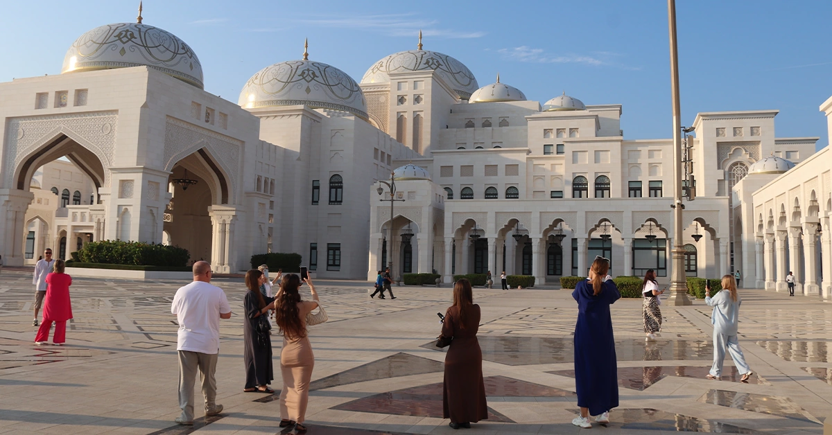 Tourists visiting Qasr Al Watan Palace