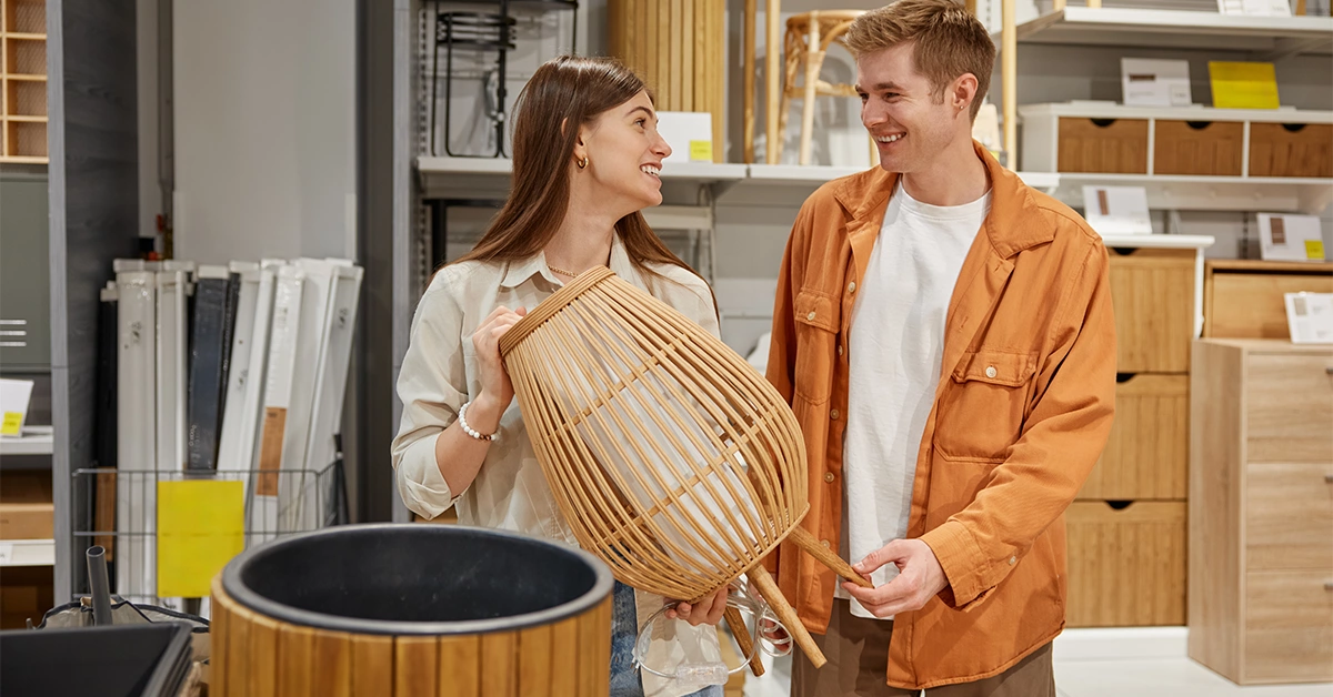 Couple buying home decor items at one of the Bawabat Al Sharq Mall Shops