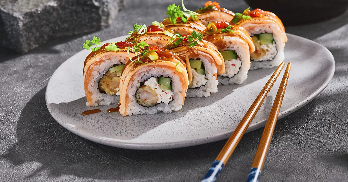 Sushi platter at Huqqabaz Jumeirah